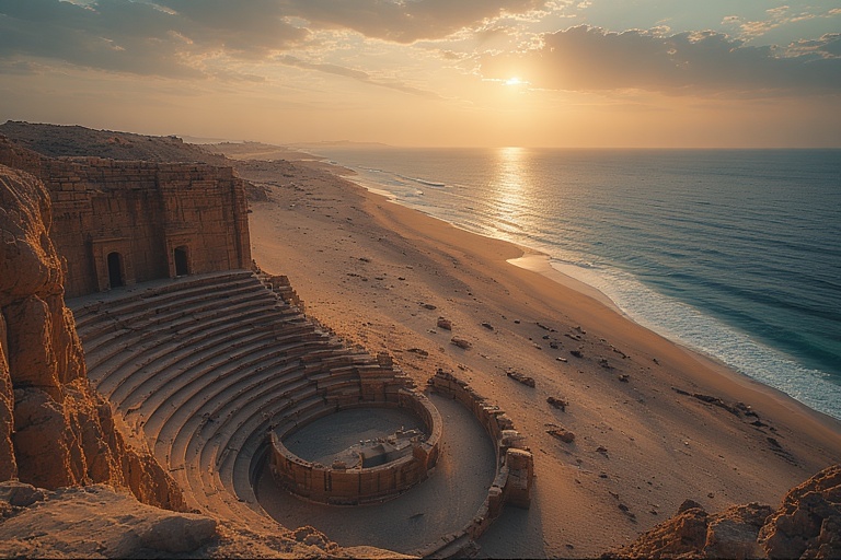 Khorfakkan Amphitheatre and beach view during sightseeing tour”